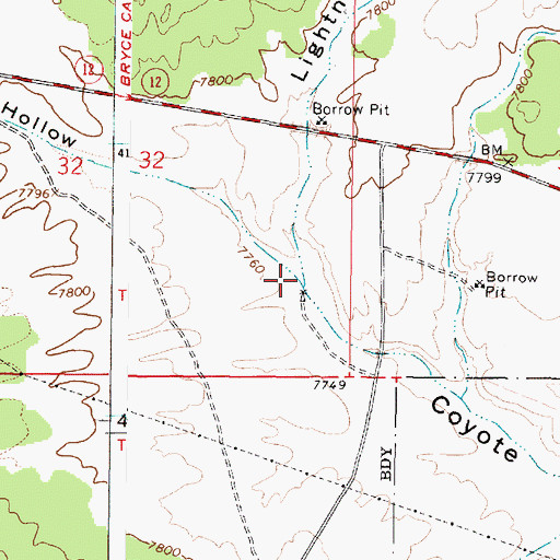 Topographic Map of Lightning Draw, UT