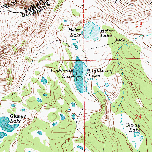Topographic Map of Lightning Lake, UT