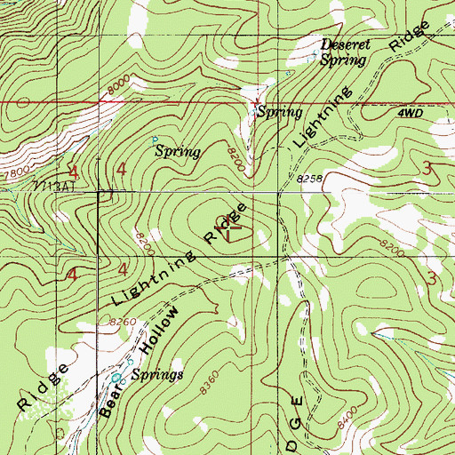 Topographic Map of Lightning Ridge, UT