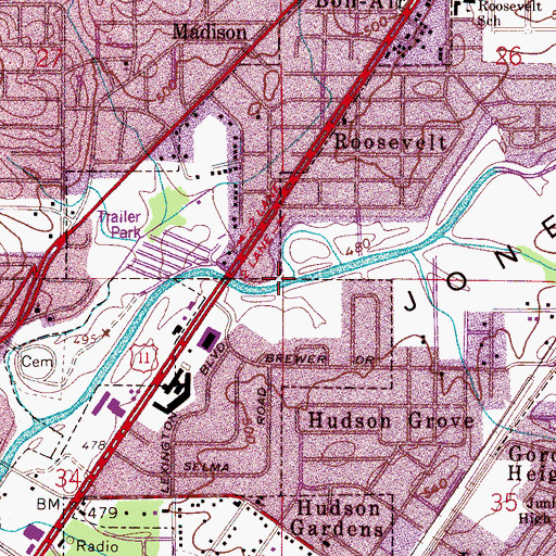 Topographic Map of Hammakers Mill (historical), AL