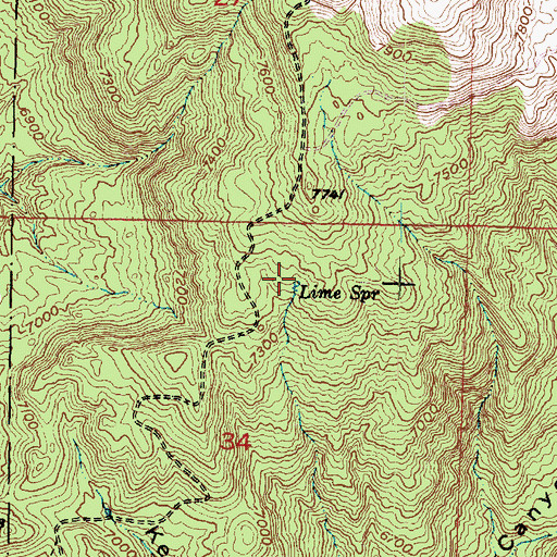 Topographic Map of Lime Spring, UT