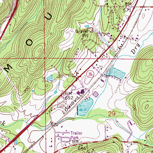 Topographic Map of Hanbys Mill (historical), AL
