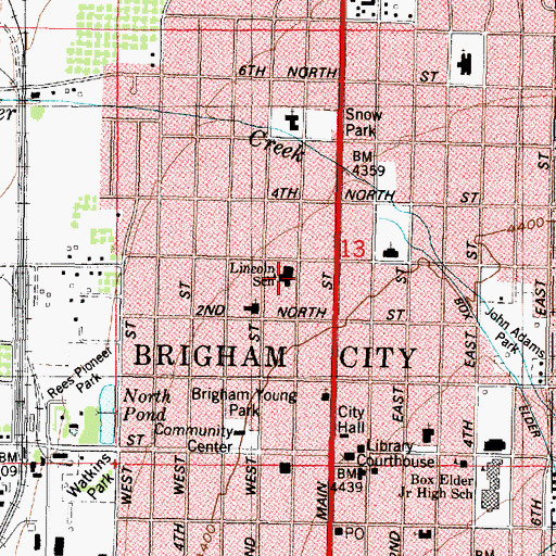 Topographic Map of Lincoln School, UT