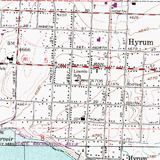 Topographic Map of Lincoln Elementary School, UT