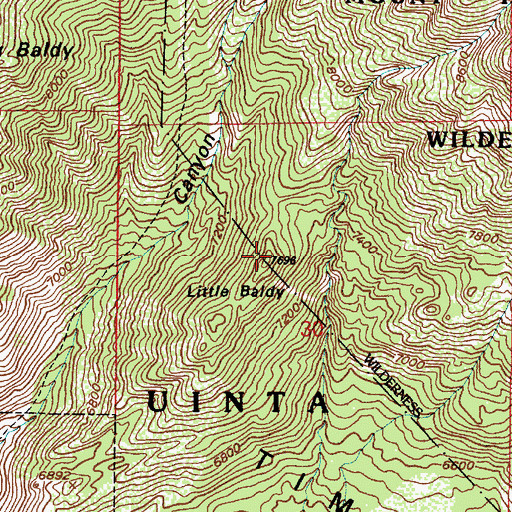 Topographic Map of Little Baldy, UT