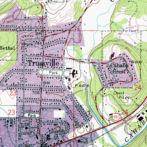 Topographic Map of Hewitt-Trussville High School, AL