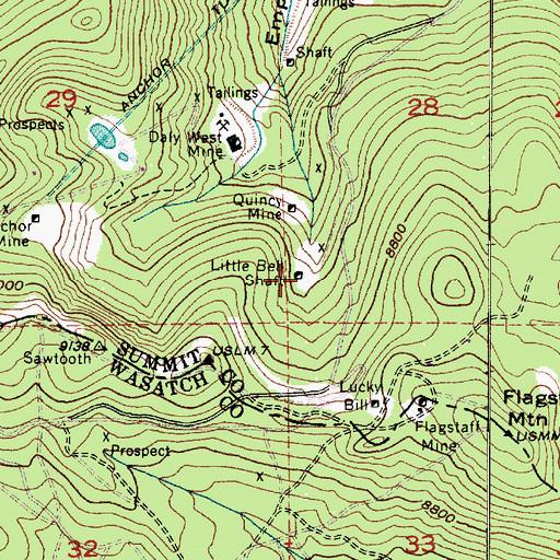 Topographic Map of Little Bell Shaft, UT