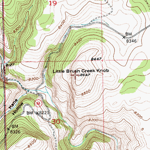 Topographic Map of Little Brush Creek Knob, UT