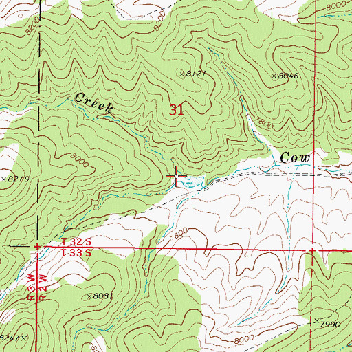 Topographic Map of Little Cow Creek, UT