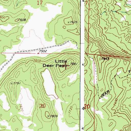 Topographic Map of Little Deer Peak, UT