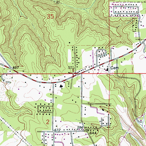 Topographic Map of Hoagtown, AL