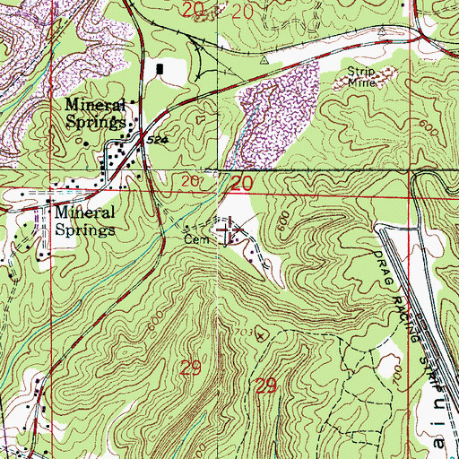 Topographic Map of Hodges Cemetery, AL
