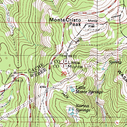 Topographic Map of Little Monte, UT