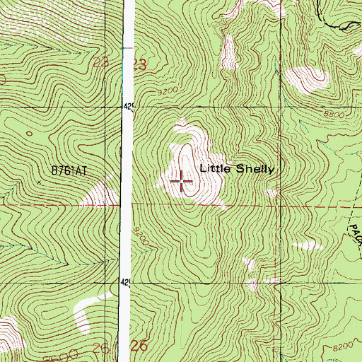 Topographic Map of Little Shelly, UT