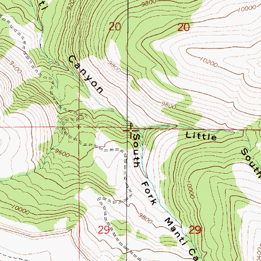 Topographic Map of Little South Fork Manti Canyon, UT