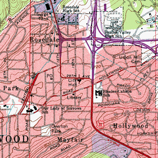 Topographic Map of Homewood City Hall, AL