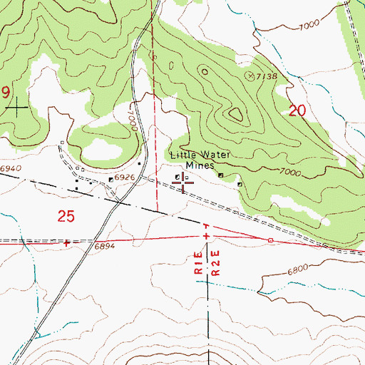 Topographic Map of Little Water Mines, UT