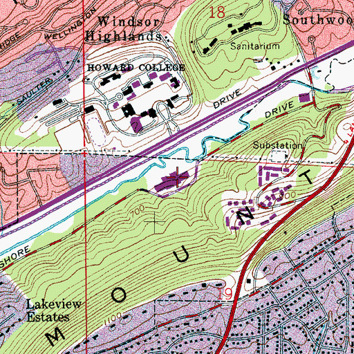 Topographic Map of Homewood Senior High School, AL