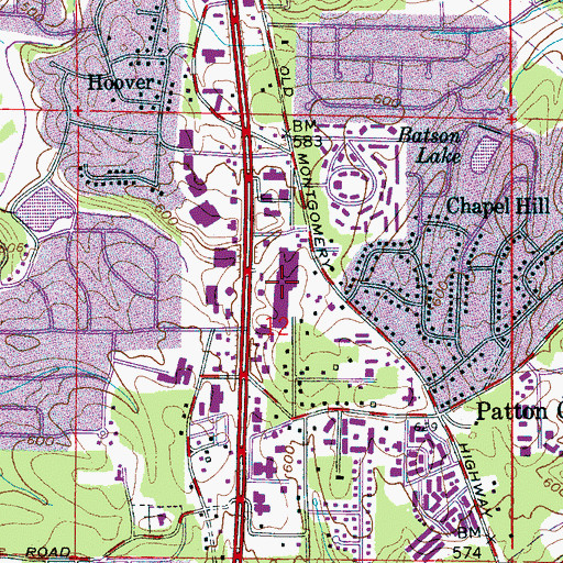 Topographic Map of Hoover Mall Shopping Center, AL