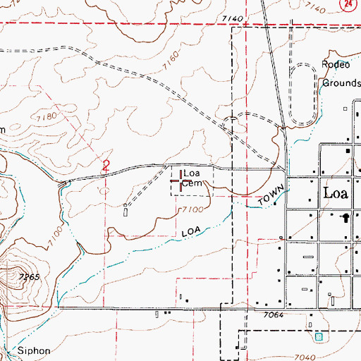 Topographic Map of Loa Cemetery, UT