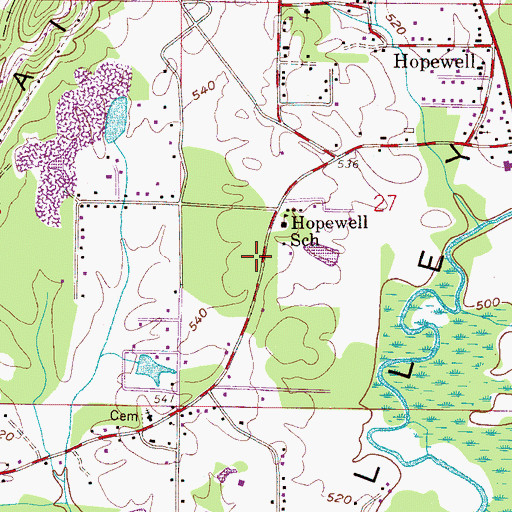 Topographic Map of Hopewell Church (historical), AL