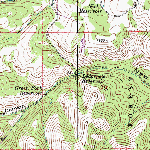 Topographic Map of Lodgepole Reservoir, UT
