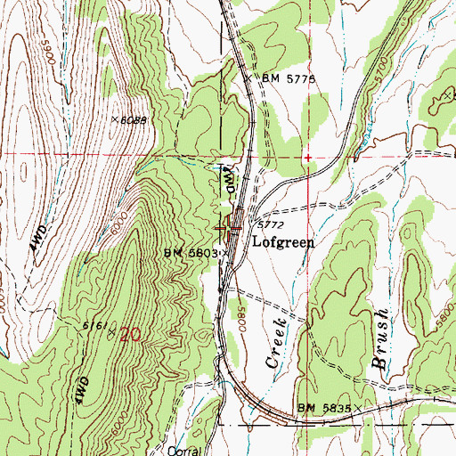 Topographic Map of Lofgreen, UT