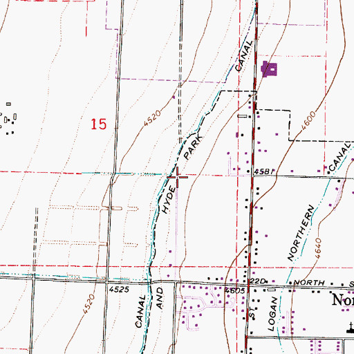 Topographic Map of Logan and Hyde Park Canal, UT