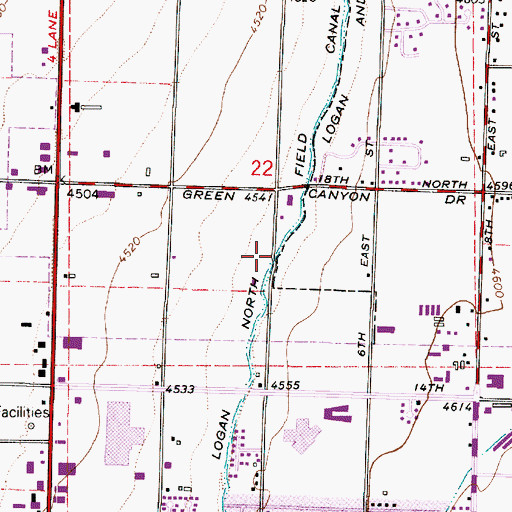 Topographic Map of Logan North Field Canal, UT