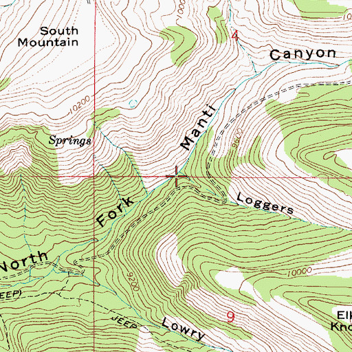 Topographic Map of Loggers Fork, UT