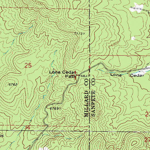 Topographic Map of Lone Cedar Pass, UT