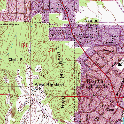 Topographic Map of Hueytown City Hall, AL