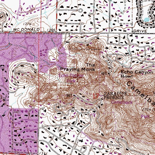 Topographic Map of Echo Canyon Park, AZ