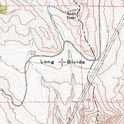 Topographic Map of Long Divide, UT