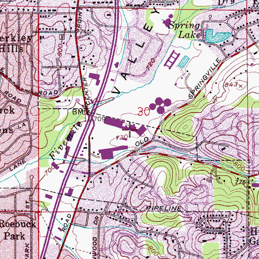 Topographic Map of Huffman High School, AL