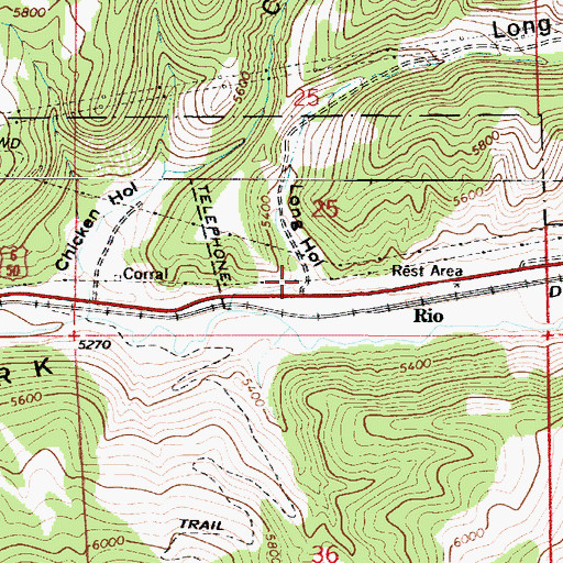 Topographic Map of Long Hollow, UT