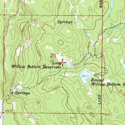 Topographic Map of Long Willow Bottom Reservoir, UT