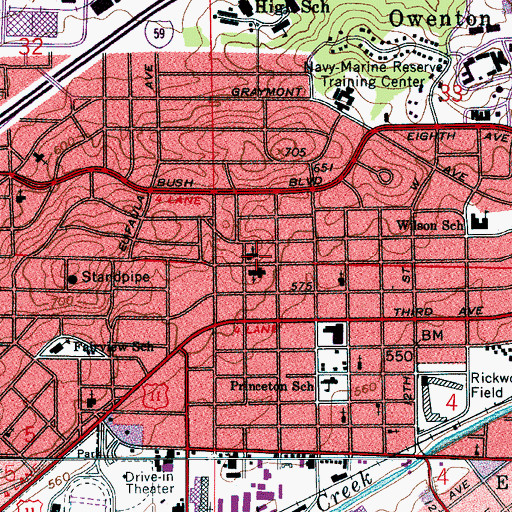 Topographic Map of Hunter Street Baptist Church, AL