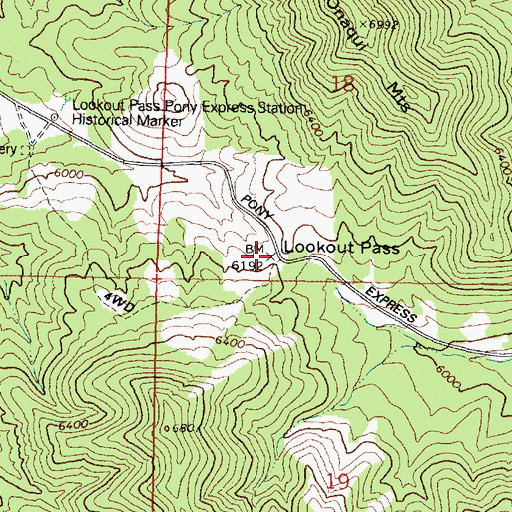 Topographic Map of Lookout Pass, UT