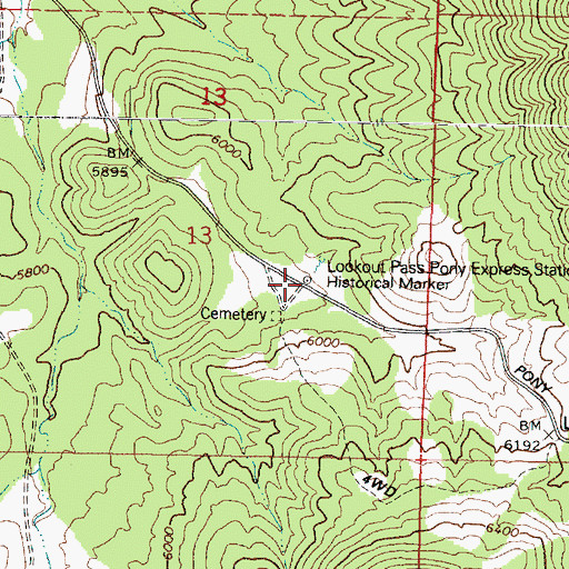 Topographic Map of Lookout Pass Pony Express Station, UT