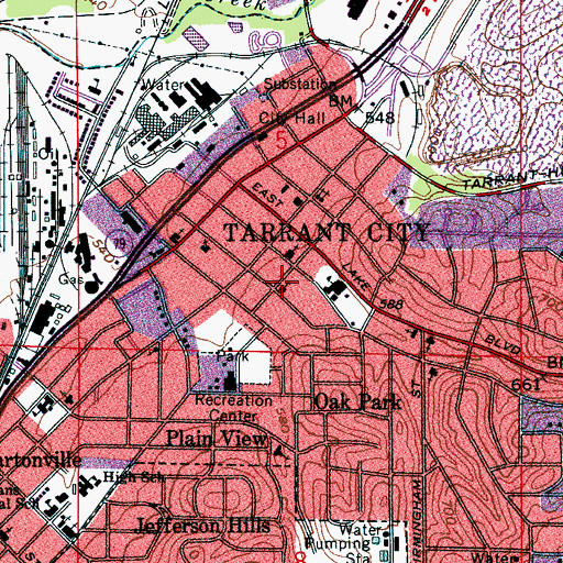 Topographic Map of Independent Methodist Church of Tarrant, AL