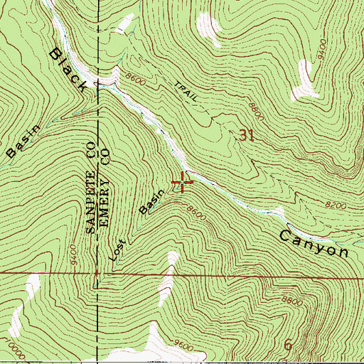 Topographic Map of Lost Basin, UT