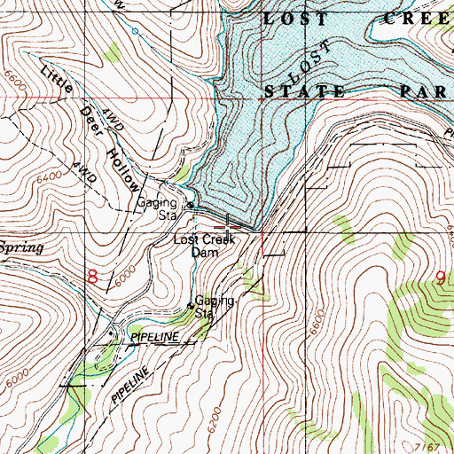 Topographic Map of Lost Creek Dam, UT