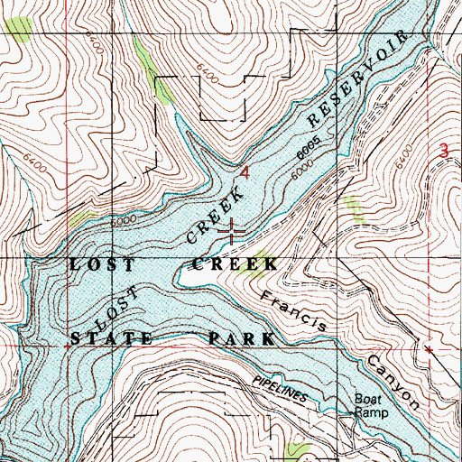 Topographic Map of Lost Creek Reservoir, UT