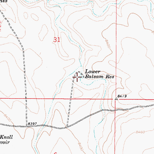 Topographic Map of Lower Balsam Reservoir, UT