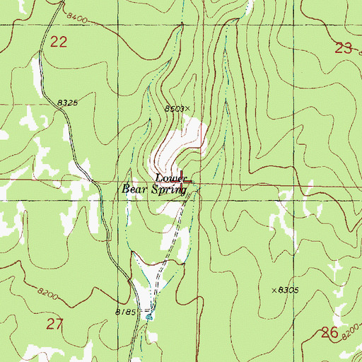 Topographic Map of Lower Bear Spring, UT