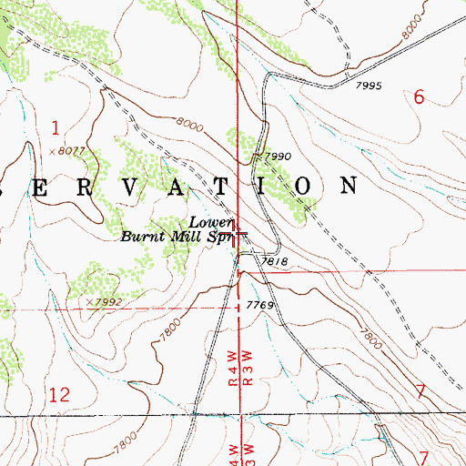 Topographic Map of Lower Burnt Mill Spring, UT