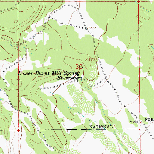 Topographic Map of Lower Burnt Mill Spring Reservoir, UT