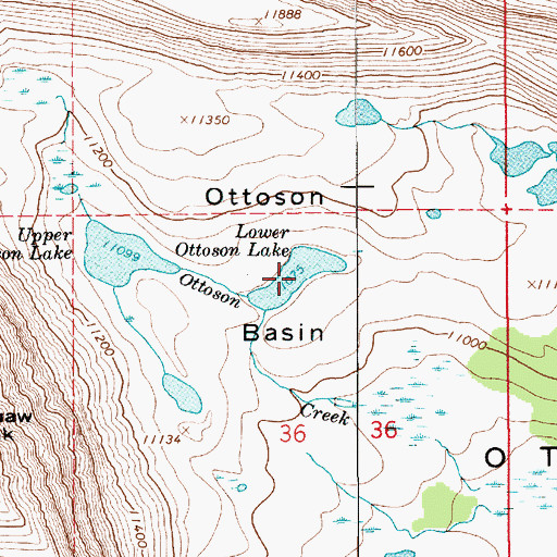 Topographic Map of Lower Ottoson Lake, UT