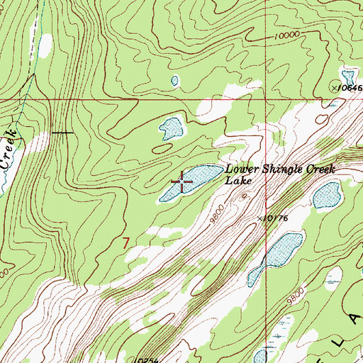 Topographic Map of Lower Shingle Creek Lake, UT